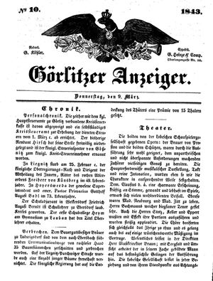 Görlitzer Anzeiger vom 09.03.1843