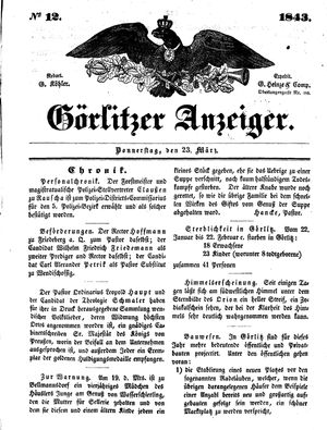 Görlitzer Anzeiger vom 23.03.1843