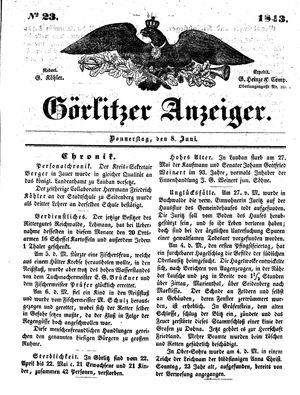 Görlitzer Anzeiger on Jun 8, 1843