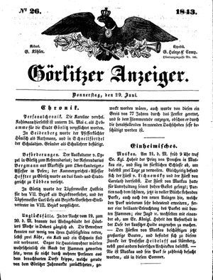 Görlitzer Anzeiger on Jun 29, 1843