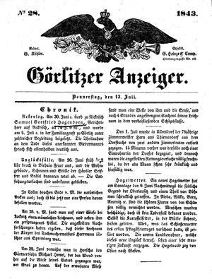 Görlitzer Anzeiger on Jul 13, 1843