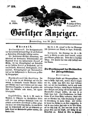Görlitzer Anzeiger on Jul 20, 1843