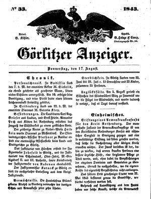 Görlitzer Anzeiger on Aug 17, 1843