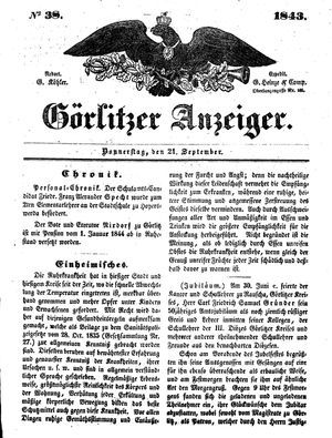 Görlitzer Anzeiger on Sep 21, 1843