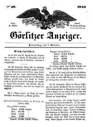 Görlitzer Anzeiger on Oct 5, 1843