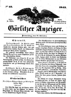 Görlitzer Anzeiger on Oct 19, 1843