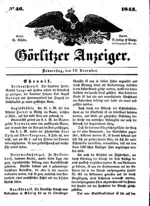 Görlitzer Anzeiger vom 16.11.1843