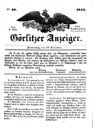 Görlitzer Anzeiger on Nov 30, 1843