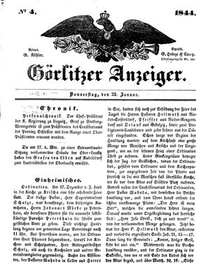 Görlitzer Anzeiger on Jan 25, 1844
