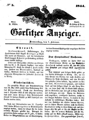 Görlitzer Anzeiger vom 01.02.1844