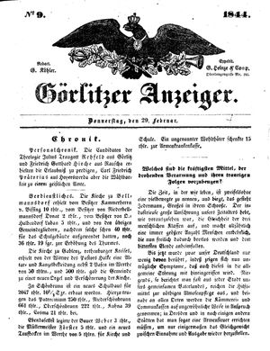 Görlitzer Anzeiger on Feb 29, 1844