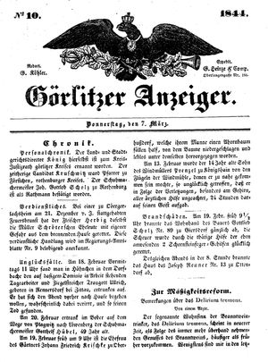 Görlitzer Anzeiger on Mar 7, 1844