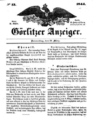 Görlitzer Anzeiger on Mar 28, 1844