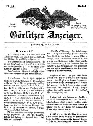 Görlitzer Anzeiger on Apr 4, 1844