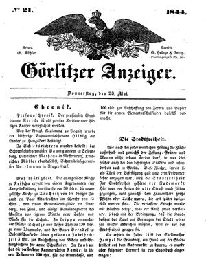 Görlitzer Anzeiger on May 23, 1844