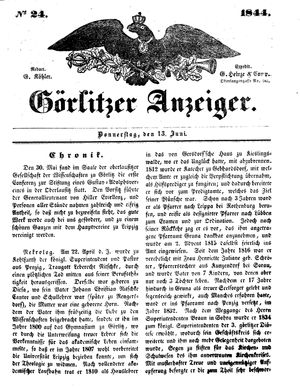 Görlitzer Anzeiger vom 13.06.1844
