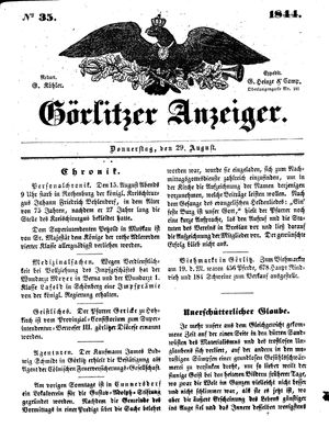 Görlitzer Anzeiger on Aug 29, 1844