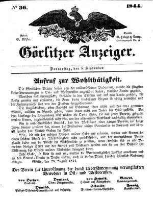 Görlitzer Anzeiger on Sep 5, 1844