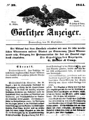 Görlitzer Anzeiger on Sep 26, 1844