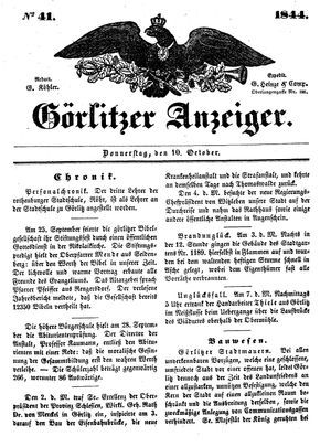 Görlitzer Anzeiger on Oct 10, 1844