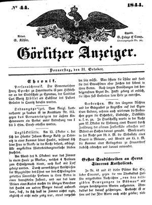 Görlitzer Anzeiger on Oct 31, 1844