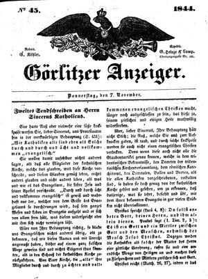 Görlitzer Anzeiger on Nov 7, 1844