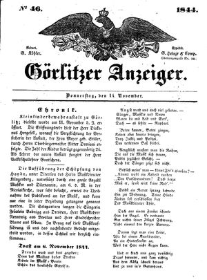Görlitzer Anzeiger vom 14.11.1844
