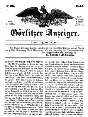 Görlitzer Anzeiger on Jun 26, 1845