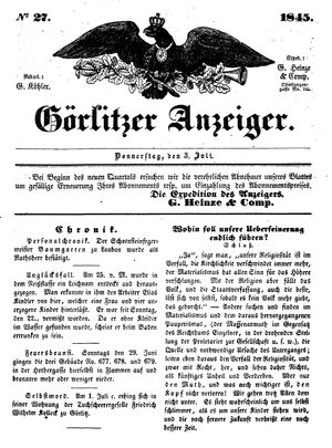 Görlitzer Anzeiger on Jul 3, 1845