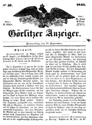 Görlitzer Anzeiger vom 11.09.1845