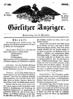 Görlitzer Anzeiger on Dec 11, 1845