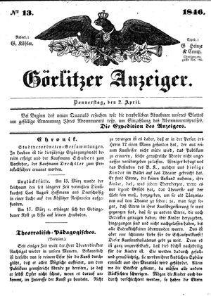 Görlitzer Anzeiger on Apr 2, 1846