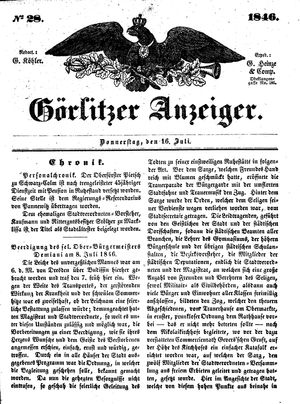 Görlitzer Anzeiger on Jul 16, 1846