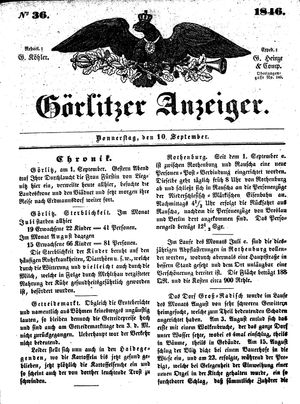 Görlitzer Anzeiger vom 10.09.1846