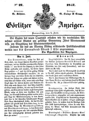 Görlitzer Anzeiger vom 08.07.1847