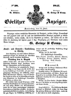 Görlitzer Anzeiger vom 15.07.1847