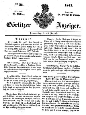 Görlitzer Anzeiger vom 05.08.1847