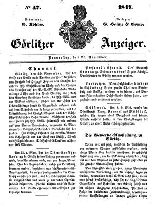 Görlitzer Anzeiger on Nov 25, 1847