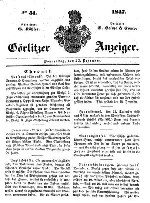 Görlitzer Anzeiger vom 23.12.1847