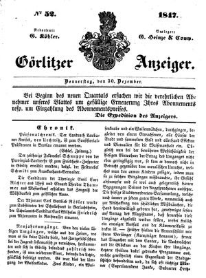 Görlitzer Anzeiger on Dec 30, 1847
