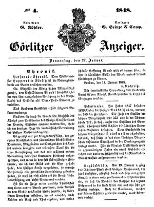 Görlitzer Anzeiger on Jan 27, 1848
