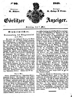 Görlitzer Anzeiger vom 07.05.1848