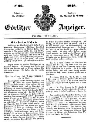 Görlitzer Anzeiger on May 21, 1848