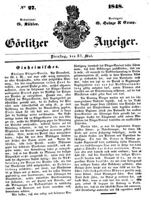 Görlitzer Anzeiger vom 23.05.1848