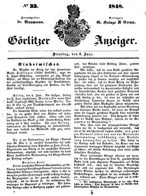 Görlitzer Anzeiger vom 06.06.1848