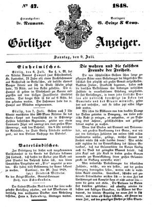 Görlitzer Anzeiger vom 09.07.1848