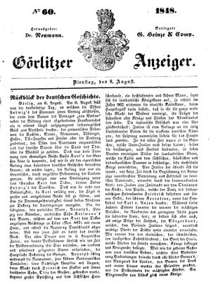 Görlitzer Anzeiger on Aug 8, 1848