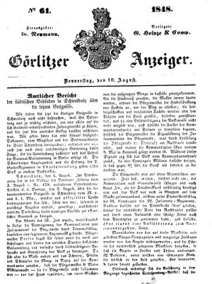 Görlitzer Anzeiger on Aug 10, 1848