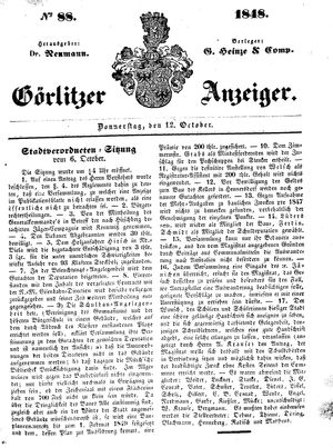 Görlitzer Anzeiger vom 12.10.1848