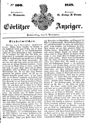 Görlitzer Anzeiger on Nov 9, 1848